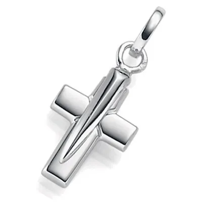 Produktbild von Anhänger Kreuz aus 585 Echt Gold Weißgold 13x30mm Halsschmuck Goldanhänger