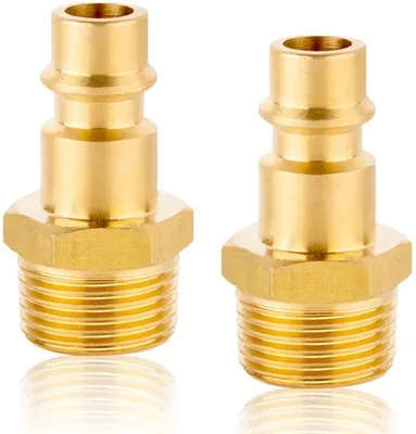 Immagine prodotto di Raccordi rapidi in ottone per aria compressa - 2 pezzi - 1/2 pollice - Sistema di connessione rapida - Design compatto - Perdite d'aria minime