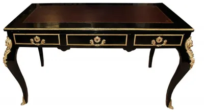 Image de Bureau de style baroque de la collection Casa Padrino, en noir, or et bordeaux, dimensions : 140 x 80 x 82 cm. Bureau secrétaire de style ancien