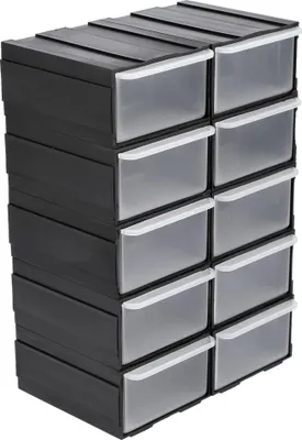 Image de Boîte de rangement pour tiroirs d'atelier, dimensions 225 x 155 x 100 mm, avec 10 tiroirs
