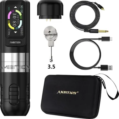 Immagine prodotto di Penna per macchina per tatuaggi, touchscreen, motore brushless, argento 4,0-3,5 mm