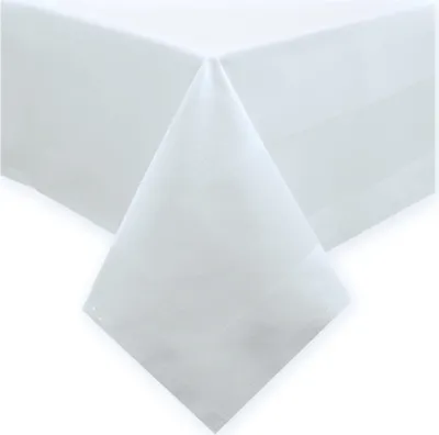 Produktbild von Tischdecke weiß Baumwolle 140x180 cm eckig mit Atlaskante Vollzwirn Hotel