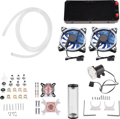 Image de DIY 240mm Cooler CPU/GPU Block Pump Reservoir LED Fan Heat Sink Compputer Water Cooling Kit