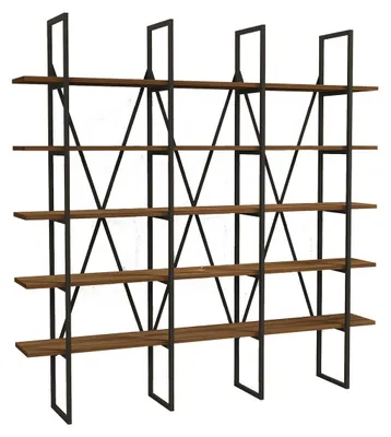 Produktbild von Bücherregal aus Holz "Beylerbeyi" - 160 x 26 x 160 cm - WalnussSchwarz