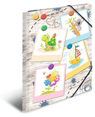 Produktbild von HERMA Sammelmappen A4 Kinder Holzoptik Set, 3 Stück, Eckspanner-Mappen aus Pappe