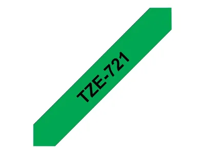 Produktbild von Brother TZe-721 - Schwarz auf Grün - Rolle (0,9 cm x 8 m) 1 Kassette(n) laminiertes Band - für Brother PT-D210, D600, H110, H200, P-Touch PT-1005, E110, H107, P-Touch Cube Plus PT-P710