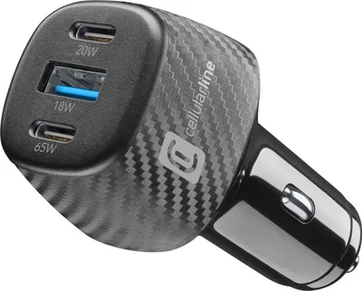 Produktbild von Cellularline Car Multipower Laptop - iPhone, Samsung, Xiaomi, Oppo and other Smartphones and Tablets Auto-Ladegerät mit 3 Anschlüssen, 130 W Power Delivery, Auto, Zigarettenanzünder, Schwarz