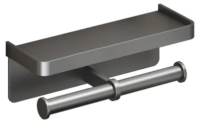 Produktbild von Toilettenpapierhalter - Wandmontage Rollenhalter - Größe L groß - Ablagefach - Handyhalter - Aluminiumlegierung - Grau