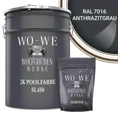 Produktbild von 2K Poolfarbe Poolbeschichtung Schwimmbadfarbe SL450 Anthrazitgrau RAL 7016 - 2,5Kg