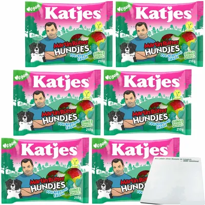 Produktbild von Katjes Martin Rütter Hundjes Fruchtgummi 6er Pack (6x210g Beutel) + usy Block