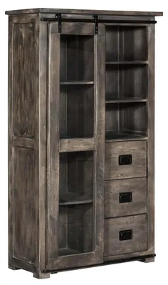 Produktbild von MASSIVMOEBEL24.DE Vitrine Mango 100x45x175 grau lackiert RAILWAY #226