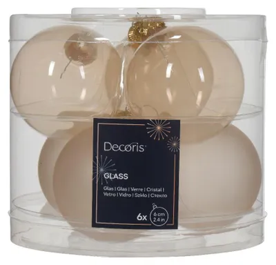 Productafbeelding van Kerstbal glas d6 cm parel 6st kerst Decoris