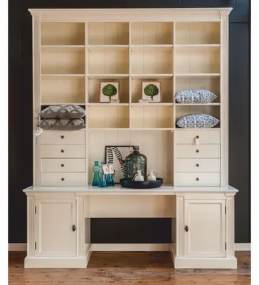 Produktbild von Casa Padrino Landhausstil Schreibtisch mit Bücherschrank Creme 210 x 60 x H. 240 cm - Büro Möbel