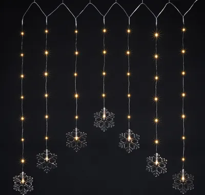 Produktbild von LED Vorhang Schneeflocke mit 47 warmweißen LEDs