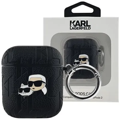 Obrázek produktu pro Karl Lagerfeld, pouzdro pro AirPods 1/2 s reliéfem Karl & Choupette, černé