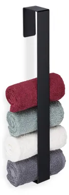 Obrázek produktu pro Černý, samolepicí držák na ručníky, nerezová ocel, 45 cm, bez nutnosti vrtání
