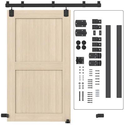 Productafbeelding van Schuifdeursysteem, koolstofstaal, set voor zware belasting, enkeldeur, zwart | 10 kg | 183 cm