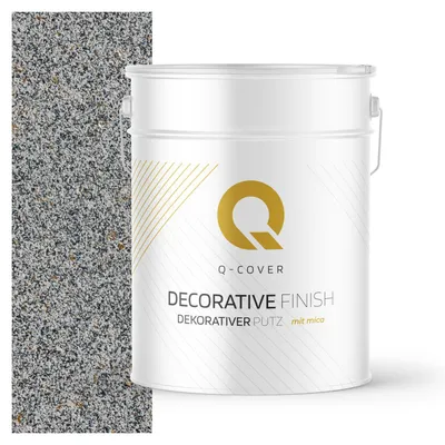 Immagine prodotto di Intonaco decorativo con mica 15 kg - Grigio con mica dorata D904 - Intonaco strutturato per interni ed esterni, resistente alle intemperie Q-COVER