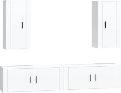 Produktbild von vidaXL 4-tlg. TV-Schrank-Set Weiß Holzwerkstoff