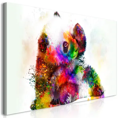 Produktbild von Wandbild Mega XXXL Tiere 250x125 cm Einteiliger XXL-Format Kunstdruck zur Selbstmontage Leinwandbilder moderne Bilder DIY Wanddekoration Wohnung Deko Panda Farbflecken Abstrakt g-C-0301-ak-e