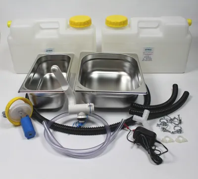 Immagine prodotto di 230V mini cucina vendita kit stand lavello 325x265x100x 325x176x100 doppia vasca