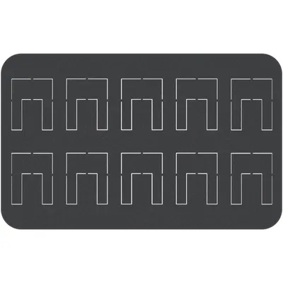 Produktbild von 20 mm Schaumstoffeinlage mit 10 Ausstanzungen, halbformatig