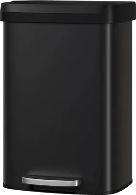 Produktbild von Mülleimer 60 l - Tretmülleimer Abfalleimer aus Edelstahl - Soft-Close Deckel - Beutelhalter-Ring - Rostfrei - Für Küche - Schwarz