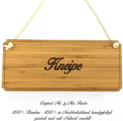 Produktbild von Mr. & Mrs. Panda Schild Kneipe - Geschenk, Wegweiser, Graviert, Hinweisschild, Landhaus, Geschenkidee, Firmenschild, Holzschild, Shabby, Infotafel