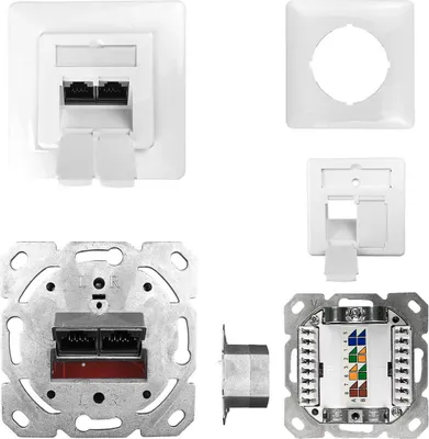 Produktbild von ProfiPatch Netzwerkdose Datendose Unterputz Cat.6A 500MHz 2-Port geschirmt Anschluss oben/unten weiß
