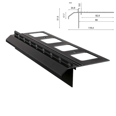 Zdjęcie produktu dla Renoplast Profil okapowy aluminiowy K20R, Do posadzki żywicznej na tarasy i balkony, Profil prosty 200cm, Grafit
