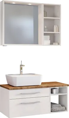Produktbild von Held Möbel Waschtisch-Set Davos 90 cm -A- (links) weiß/matt weiß