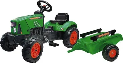 Image de Tracteur à Pédales Falk Supercharger Réplique Réaliste Pour Enfants Avec Remorque - Monacor