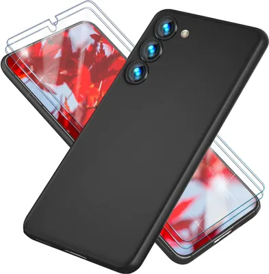 Immagine prodotto di Custodia per cellulare opaca sottile 0,3 mm per Samsung Galaxy S23 Plus, 2x display in vetro nero