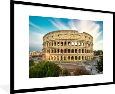 Produktbild von MuchoWow® Gerahmtes Poster Römisches Kolosseum Rom bei Sonnenuntergang 90x60 cm - Poster mit Schwarzem Bilderrahmen Wandposter Rahmen Foto Bilder - Wanddekoration - Fotos