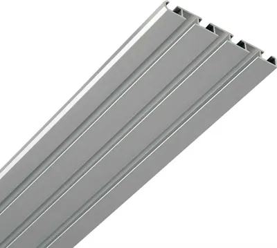 Immagine prodotto di Binario per tende in alluminio girevole, binario reversibile "Silver" in 120 cm, binario per tende in alluminio a 3/4 di corsa