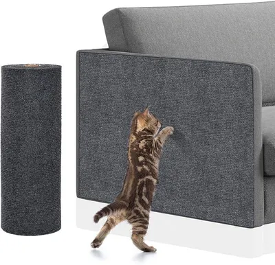 Produktbild von PolkaHome® Selbstklebende Kratzmatte für Katzen, 100 x 30 cm, dunkelgrau, Kratzschutz für Möbel, Wand, Sofa, Teppich, DIY Kratzbrett