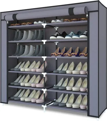 Productafbeelding van Schoenenkast met 7 niveaus, geschikt voor 36 paar schoenen - Grijs