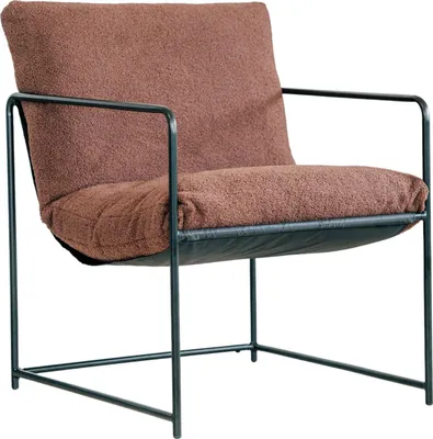 Produktbild von Sessel Dabdelat, Sessel mit Bouclé-Stoff bezogen, gepolsterter Stuhl, Sitz mit Metallarmlehnen, 61x67h75 cm, Braun