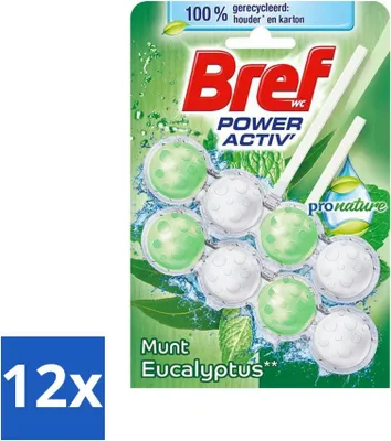 Productafbeelding van Bref ProNature - Toiletblok - Munt & Eucalyptus - 2 x 50 g - Voordeelverpakking - 12 stuks