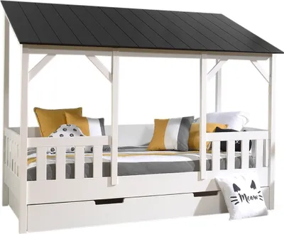 Produktbild von Hausbett >HAUSBETT< in Weiß-Schwarz - 214,2x174x105,3 (BxHxT)