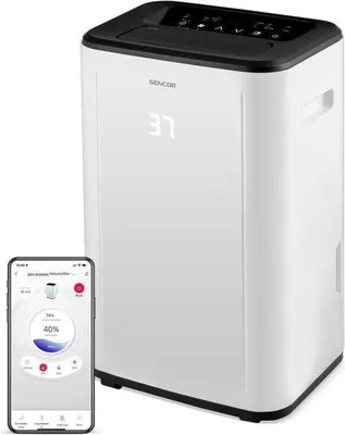 Image de Déshumidificateur Sencor SDH 3028WH, 30L/jour, Wi-Fi, Réservoir 6L, 35-85% Humidité, Minuterie 0-24h