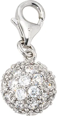 Produktbild von Anhänger Einhänger Charm Kugel mit Zirkonia 925 Silber 11.2mm Damen Dangle