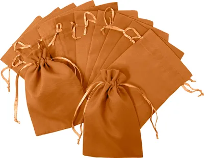 Produktbild von Oblique Unique 12 Baumwollsäckchen Baumwollbeutel mit Zugband Stoffsäckchen für Geschenke als Deko Weihnachten orange