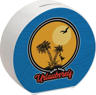 Produktbild von Ich bin Urlaubsreif Spardose mit Palmen
