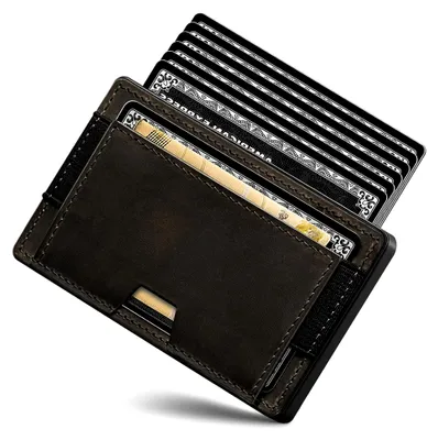 Produktbild von Slim Wallet Herren mit XXL Münzfach für 15+ Münzen I Kartenetui mit Bargeldfach I Kartenetui für 9 Karten I Geldbörse mit RFID Schutz I Portmonee Herren I Schwarzgeld