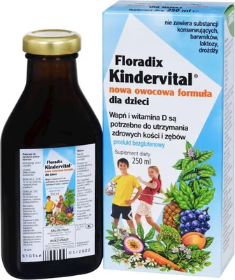 WAPŃ I WITAMINA D DLA DZIECI W PŁYNIE BEZGLUTENOWY 250 ml - SALUS (FLORADIX)