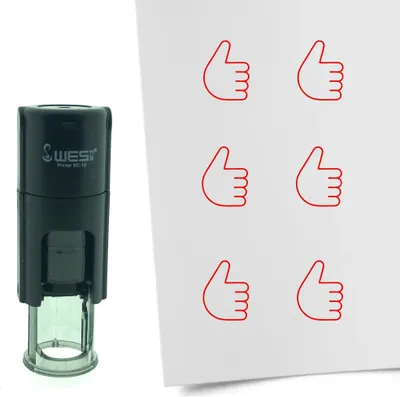 Zdjęcie produktu dla Pieczęć CombiCraft Kciuki w górę, okrągła 10 mm - Czerwony tusz