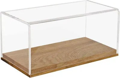 Produktbild von Famanu Vitrinekasten mit Holzsockel für Modellautos - 24 x 12 x 11 cm - transparent