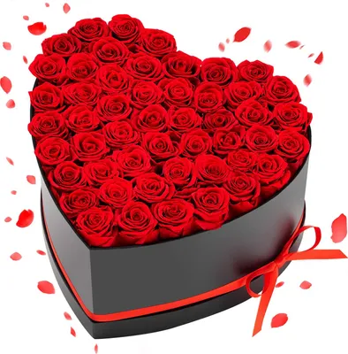 Produktbild von Ewige Rosen - Konservierte Rosenbox in Herzform - 50 Stück - Geschenkbox für Frau Mutter Freundin - Langlebig & Pflegefrei - Für Hochzeit Muttertag Valentinstag - Rot