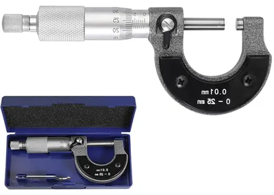 Productafbeelding van Externe Micrometer - Meetinstrument Schroefmaat - Precisie Meten - Gecementeerd en wolfraamcarbide oppervlak - 0-25 mm - Zilverkleurig